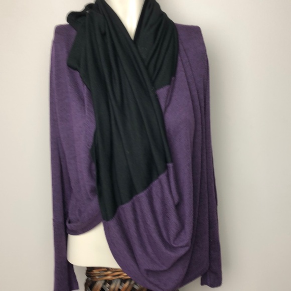 Karma Black/Purple Infinity Knit Wrap Cardigan Size M - Picture 2 of 15